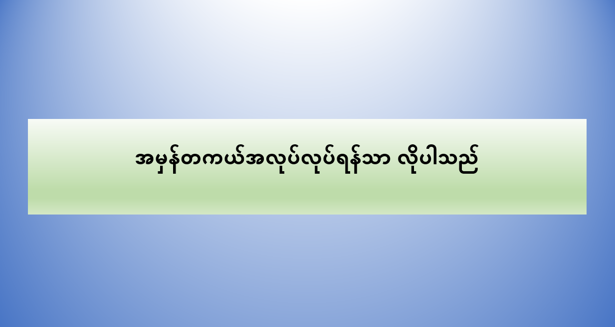 အမှန်တကယ် အလုပ်လုပ်ရန်သာ လိုပါသည်