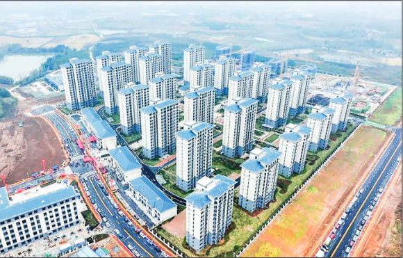 The country’s major cities continued to see a price decline of commercial residential homes in September An aerial drone photo taken on 9 November 2023 shows a newly-built residential complex in Feixi County of Hefei City, east China’s Anhui Province. PHOTO: ZHOU MU/XINHUA