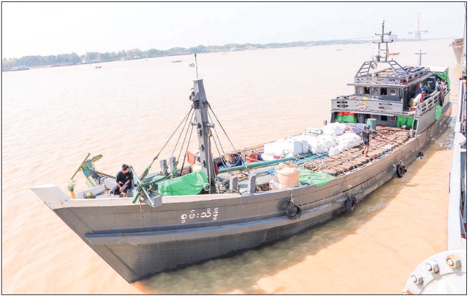 A vessel en route to deliver relief items to Rakhine State