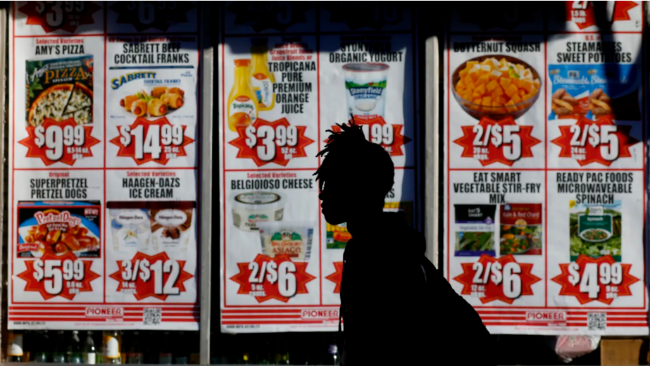 Prices on displayed in a New York grocery store on Feb. 1, 2023. Leonardo Munoz | Corbis News | Getty Images