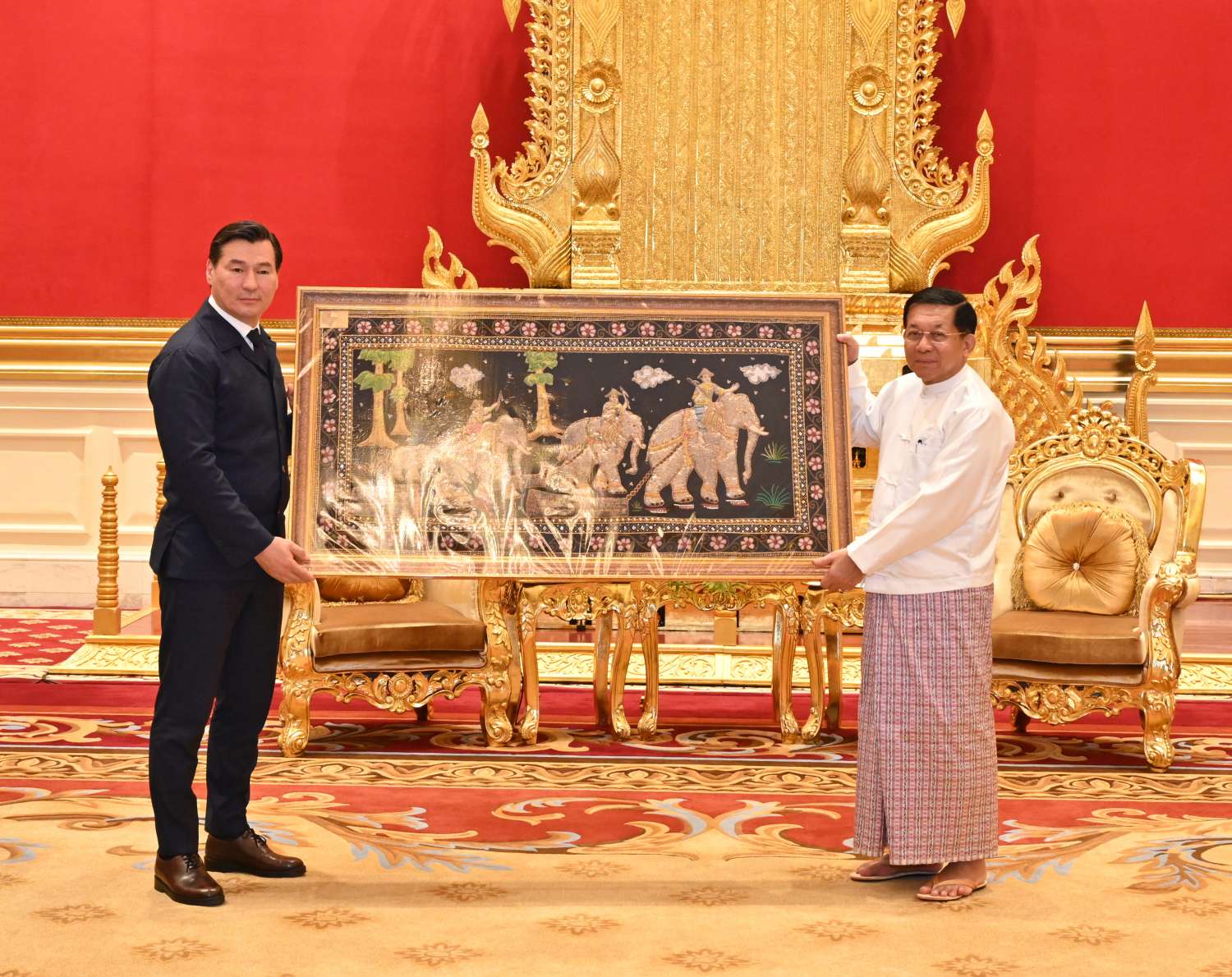 State Administration Council Chairman Prime Minister Senior General Min Aung Hlaing holds talks with Mr Batu Khasikov, Head of the Republic of Kalmykia, in Nay Pyi Taw