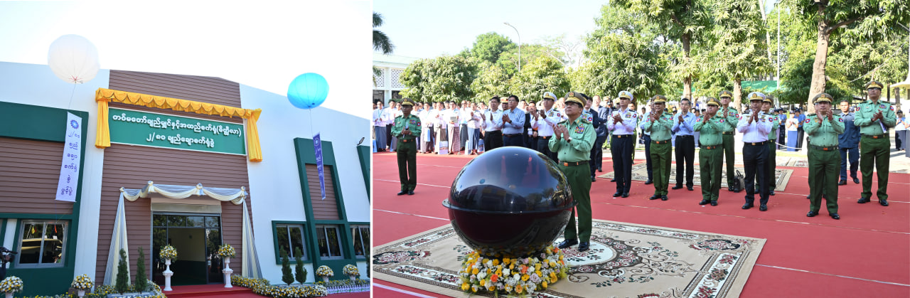 tate Administration Council Chairman Defence Services Commander-in-Chief Senior General Min Aung Hlaing tours production line at newly-established 2/80 Thread Factory Branch in Meiktila