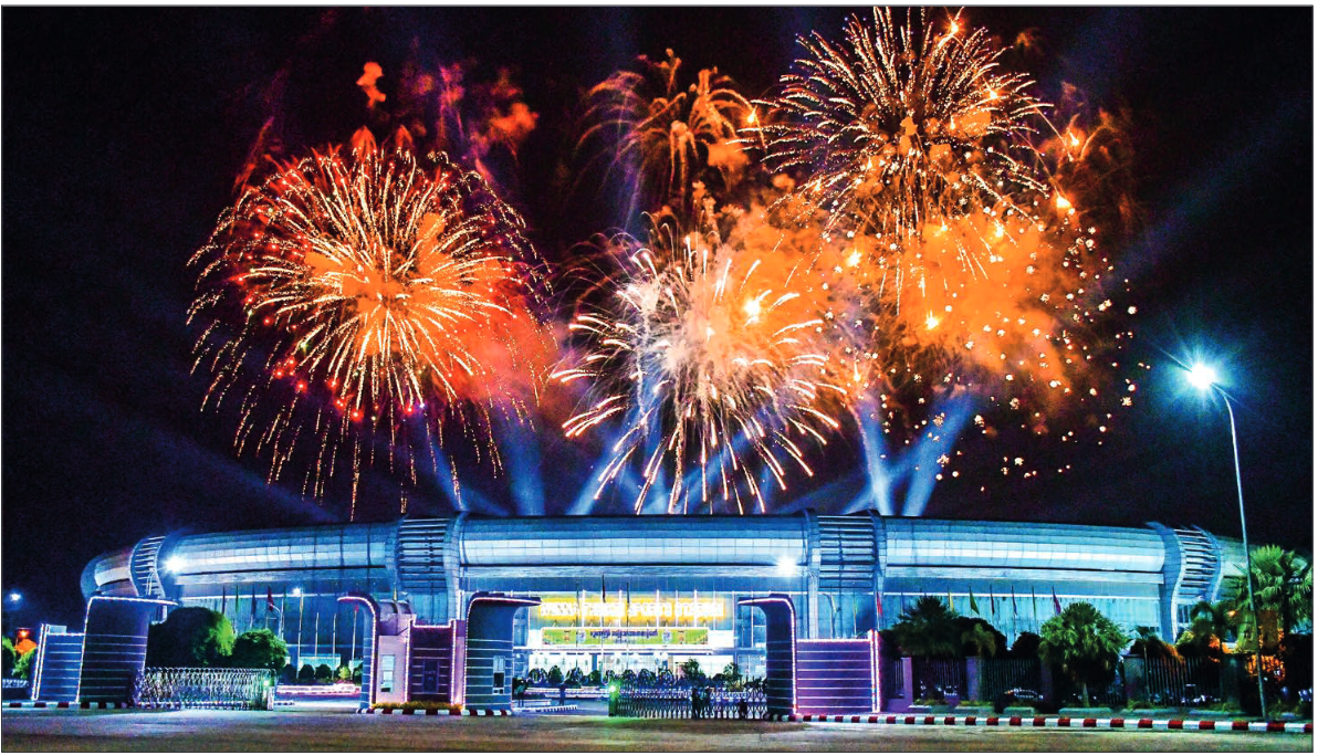 State Administration Council Chairman Prime Minister Senior General Min Aung Hlaing speaks on the inaugural occasion of the Fifth National Sports Festival in Nay Pyi Taw