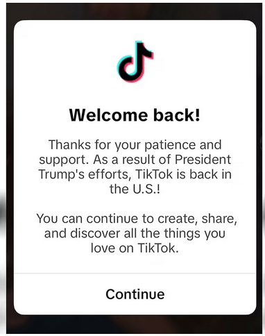 အမေရိကန်တွင် TikTok ပြန်လည်အသုံးပြုနိုင်ပြီ ဖြစ်သဖြင့် ဒေါ်နယ်ထရမ့်အား ကျေးဇူးတင်ကြောင်း ပြောကြား
