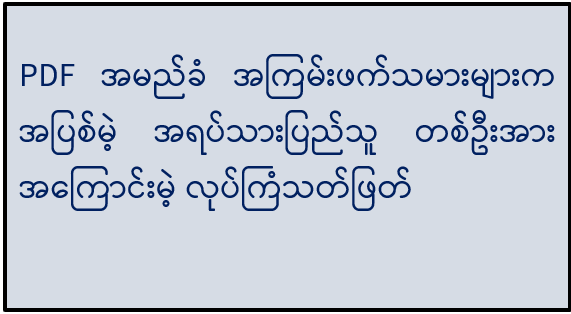 PDF အမည်ခံ အကြမ်းဖက်သမားများက အပြစ်မဲ့ အရပ်သားပြည်သူ တစ်ဦးအား အကြောင်းမဲ့ လုပ်ကြံသတ်ဖြတ်