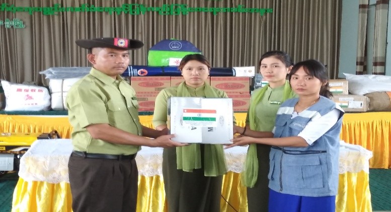 တံတားဦးမြို့နယ်အတွင်းရှိ ငလျင်ဘေးဒဏ်သင့် ပြည်သူများအား အမျိုးသား သဘာဝဘေး စီမံခန့်ခွဲမှုကော်မတီမှ ထောက်ပံ့ပေးအပ်သော ထောက်ပံ့ပစ္စည်းများ ပေးအပ်ပွဲကျင်းပ