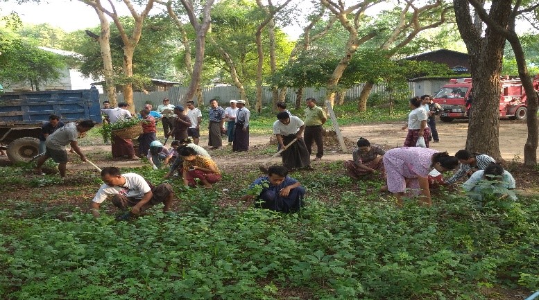 တံတားဦးမြို့နယ် နေ့ကလေးထိန်း(မူကြို)ကျောင်းဝန်းအတွင်း သန့်ရှင်း သာယာလှပရေးအတွက် စုပေါင်းသန့်ရှင်းရေးပြုလုပ်