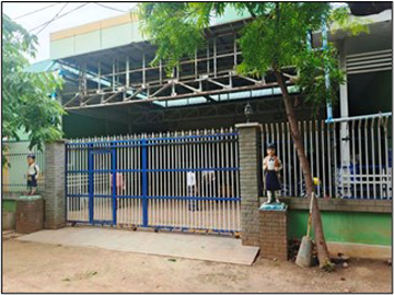 မကွေးတိုင်းဒေသကြီး၊ ပခုက္ကူမြို့နယ်၌ PDF အမည်ခံအကြမ်းဖက်သမားများက သေနတ်ဖြင့် ပစ်ခတ်ခဲ့သည့် မြို့သစ်ရပ်ကွက်ရှိ “ငွေသော်တာ” ကိုယ်ပိုင်အလယ်တန်းကျောင်း၏ မှတ်တမ်းဓာတ်ပုံ။