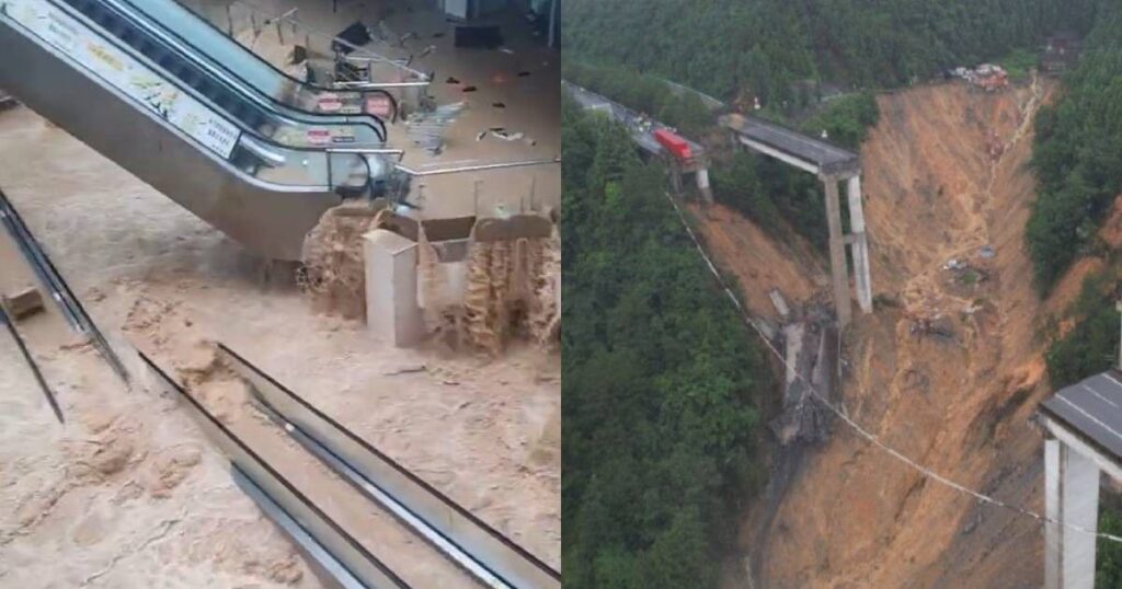 မိုးကြီး၍ တရုတ်အနောက်တောင်ပိုင်းဒေသ ရေအောက်ရောက်  