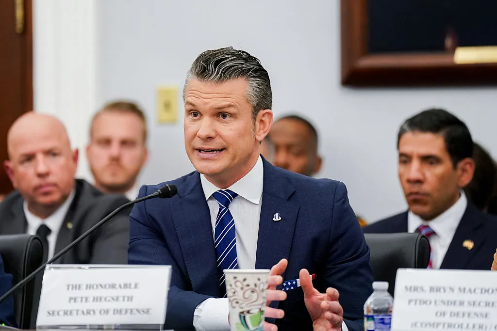U.S. Defense Secretary Pete Hegseth during a House Appropriations Subcommittee on Defense hearing in Washington, D.C., U.S., on June 10, 2025. (Al Drago/Bloomberg via Getty Images