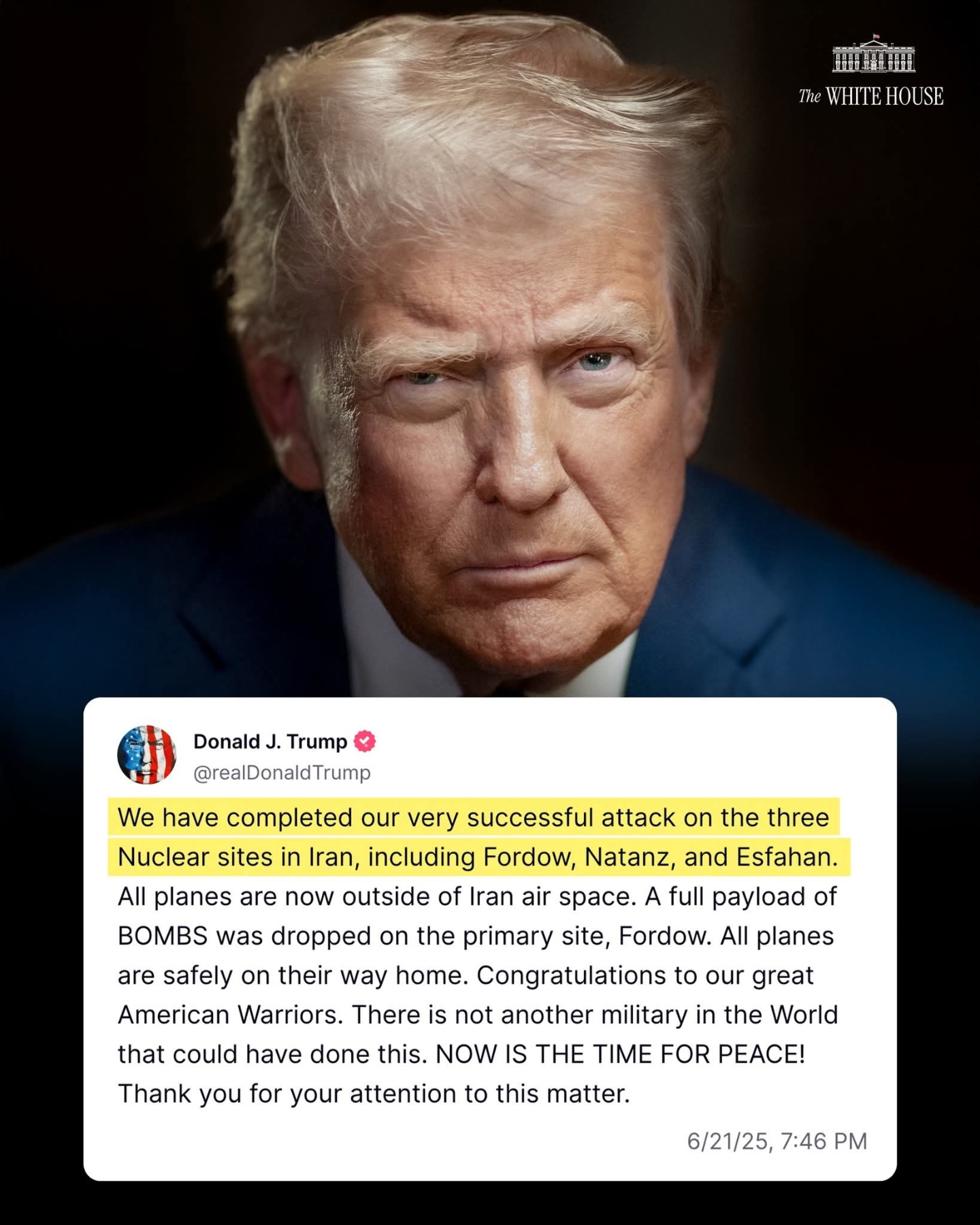 U.S strikes 3 Iranian nuclear facilities, Trump says