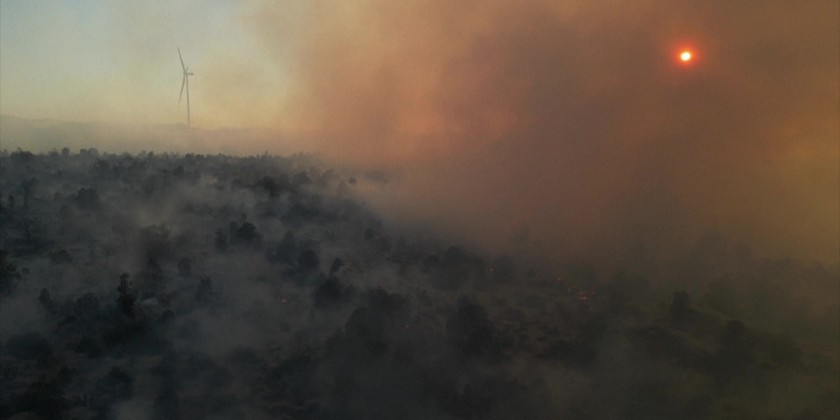 Firefighters battle wildfire in La Rumorosa, Baja California