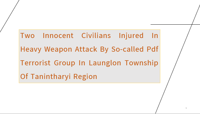 Two Innocent Civilians Injured in Heavy Weapon Attack by So-Called PDF Terrorist Group in Launglon Township of Tanintharyi Region