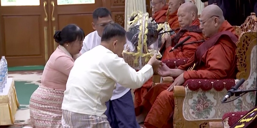 Waso Robe Offering Ceremony: Waso Robes and offertories donated to the Sayadaws