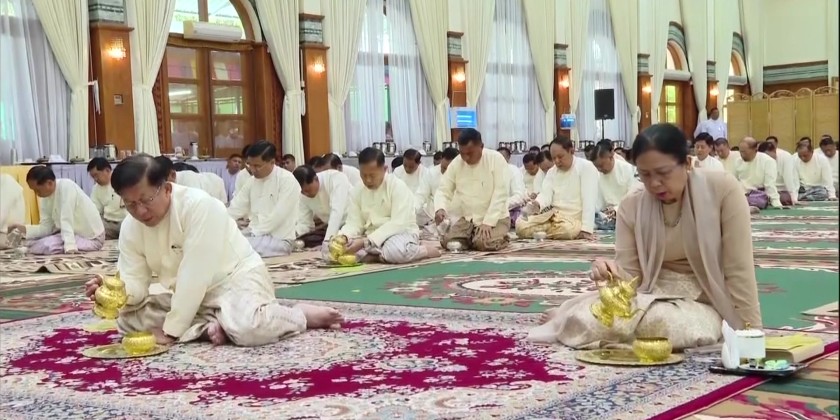Waso Robe Offering Ceremony: Waso Robes and offertories donated to the Sayadaws
