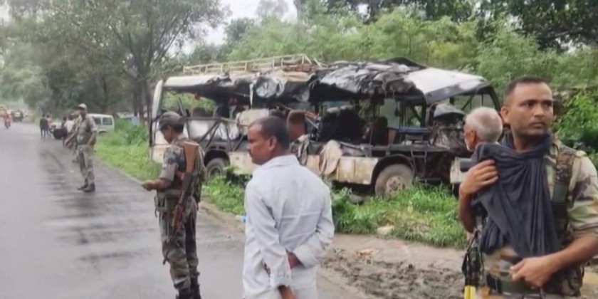 Aftermath of road crash that killed 18 in eastern India