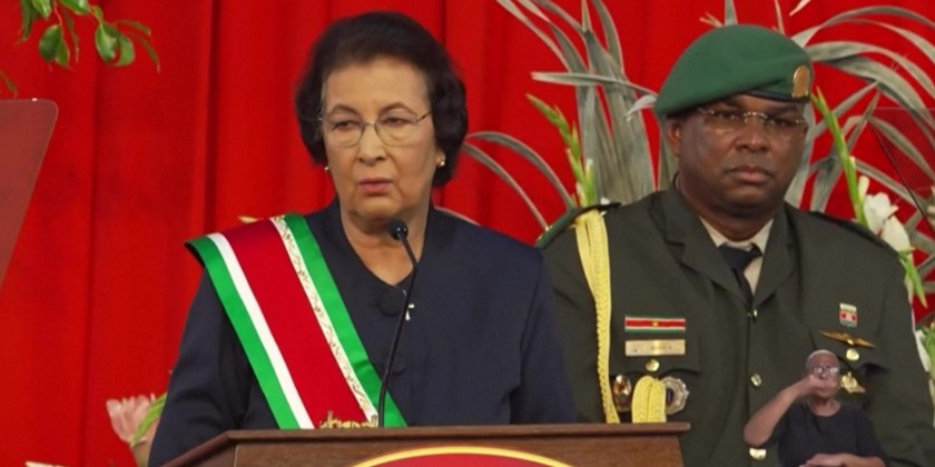 Jennifer Geerlings-Simons is sworn in as first woman president of Suriname