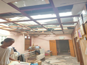 Destruction of a house caused by an improvised rocket attack carried out by  pro-terrorism KNU members and so-called PDF terrorists in  Kawkareik Township of Kayin State.