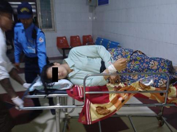 An innocent civilian injured in a heavy weapon attack by TNLA terrorist group in Kyaukme Township of Northern Shan State.