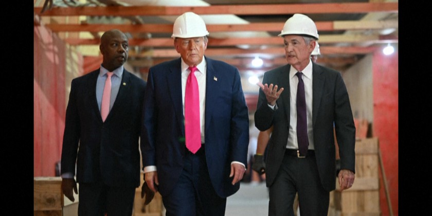 Trump visits Federal Reserve headquarters, repeats Powell criticism