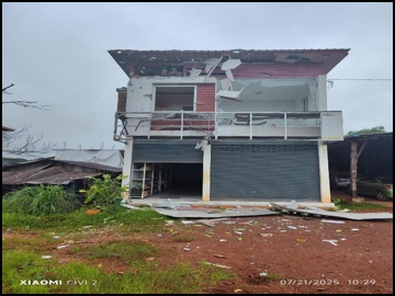 House damaged in a heavy weapon attack by a combined group of pro-terrorism KNU members and so-called PDF terrorists in Kawkareik Township of Kayin State.