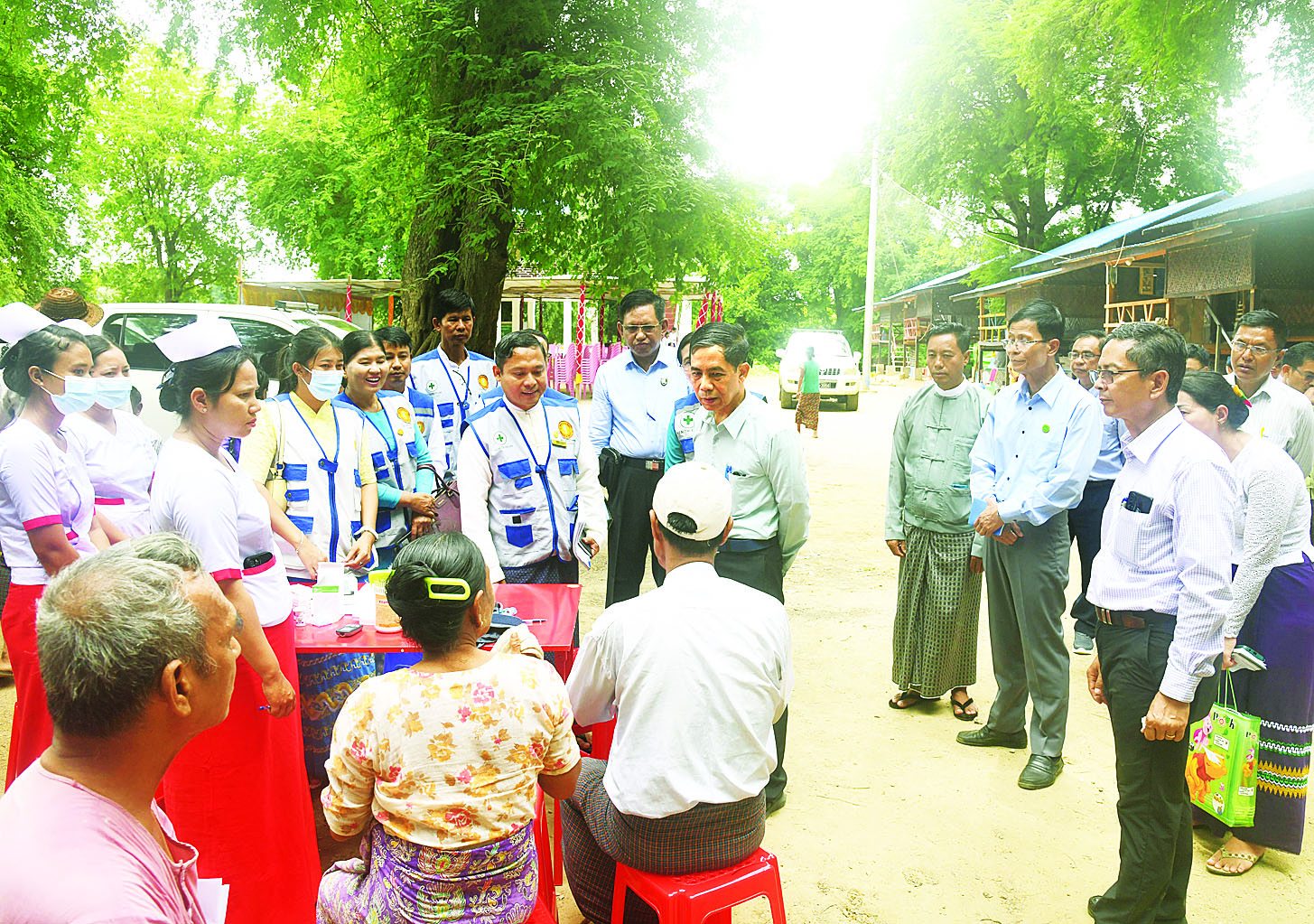 နိုင်ငံတော်စီမံအုပ်ချုပ်ရေးကောင်စီဥက္ကဋ္ဌရုံးဝန်ကြီးဌာန (၂) ပြည်ထောင်စုဝန်ကြီး ဦးကိုကိုလှိုင် တပ်ကုန်းမြို့နယ် ညောင်ပင်သာနှင့် မကျီးပင်ကျေးရွာတို့၌ တိုးတက်ခိုင်မာအားကောင်းသည့် လူမှုအသိုက်အဝန်းဖော်ဆောင်ရေးလုပ်ငန်းများ ဆောင်ရွက်နေမှု ကြည့်ရှုအားပေး