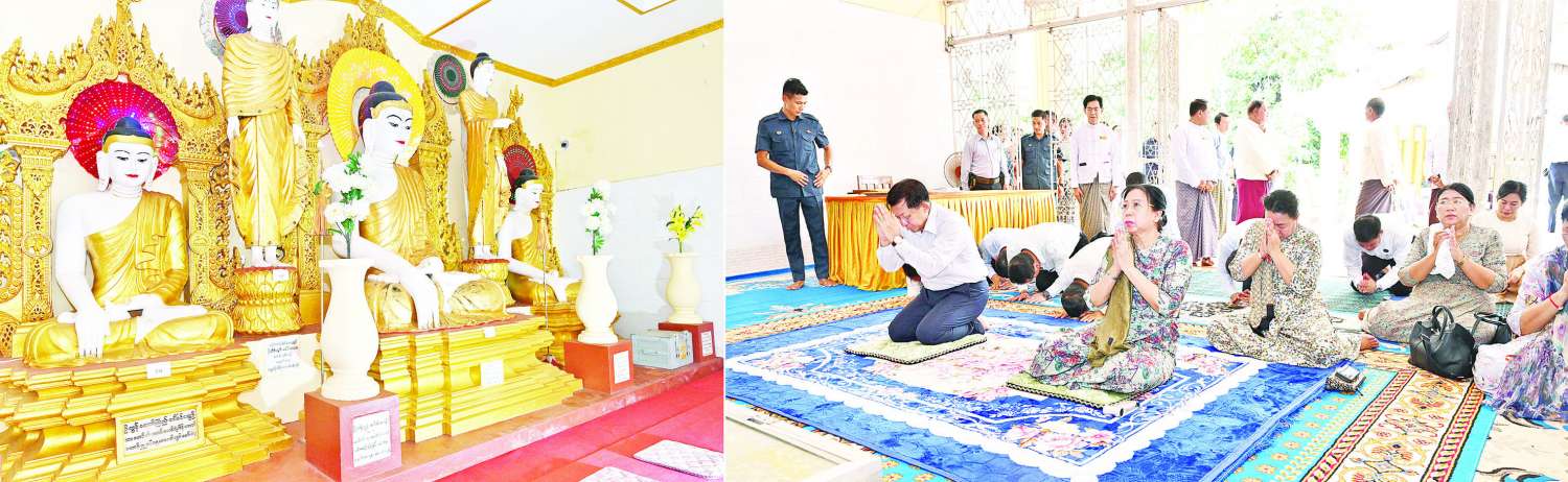 နိုင်ငံတော်လုံခြုံရေးနှင့် အေးချမ်းသာယာရေးကော်မရှင်ဥက္ကဋ္ဌ ဗိုလ်ချုပ်မှူးကြီး မင်းအောင်လှိုင် ပဲခူးမြို့ရှိ ရှေးဟောင်းသမိုင်းဝင် တန်ခိုးကြီးဘုရားစေတီများသို့ သွားရောက်ဖူးမြော်ကြည်ညို ဘုရားဖူးလာပြည်သူများအား ရင်းရင်းနှီးနှီးနှုတ်ဆက်