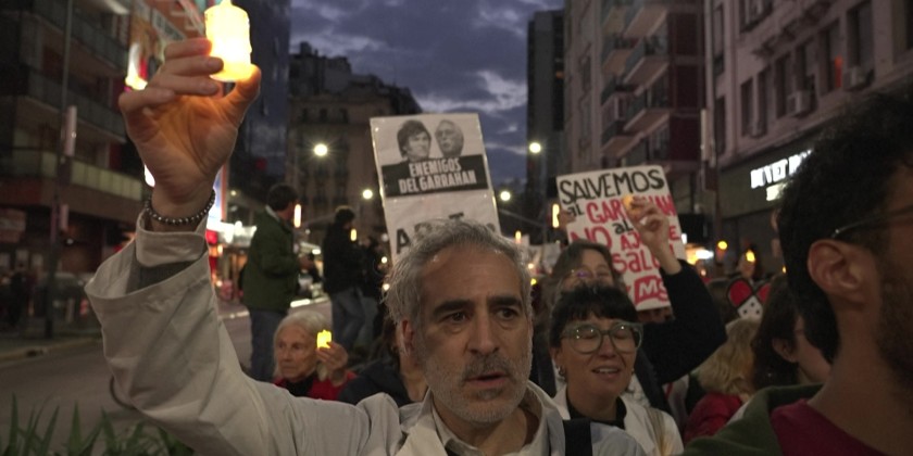 Parents and doctors protest budget cuts to Argentina's top children's hospital