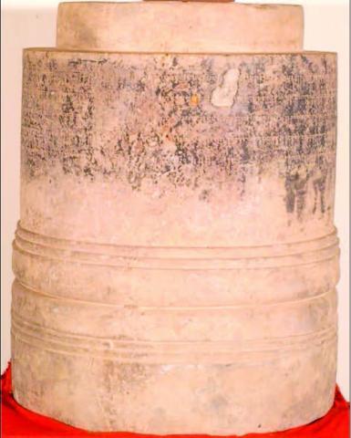 Inscribed Gilded Silver Relic Casket Found at the Khinba Mound, Srikshetra. A Gallery Path between the Older and Encased Outer Stupas at Phra Pathom Stupa, Thailand