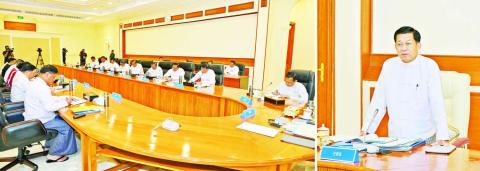 State Administration Council Chairman Prime Minister Senior General Min Aung Hlaing addresses the State Administration Council meeting in Nay Pyi Taw