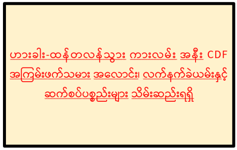 ဟားခါး-ထန်တလန်သွား ကားလမ်းအနီး CDF အကြမ်းဖက်သမား အလောင်း၊ လက်နက်ခဲယမ်းနှင့် ဆက်စပ်ပစ္စည်းများ သိမ်းဆည်းရရှိ