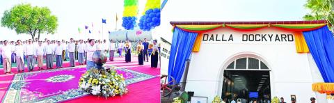 State Administration Council Chairman Prime Minister Senior General Min Aung Hlaing tours the exhibition at the sesquicentenary celebration of the Dala Dockyard in Yangon