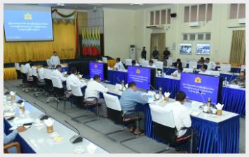SAC Vice Chairman Deputy Prime Minister Vice-Senior General Soe Win delivers speech at coordination meeting to hold Union Level MSME product exhibitions and competitions