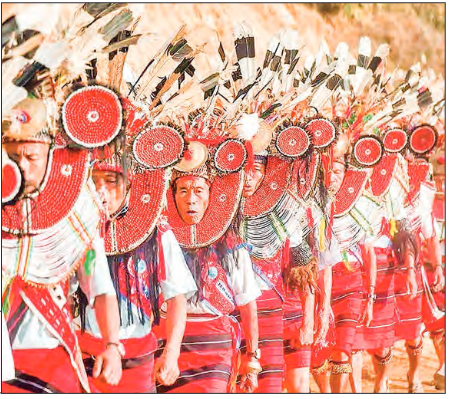 This photo shows Naga ethnic people celebrating the New Year Festival with traditional dance in the previous year