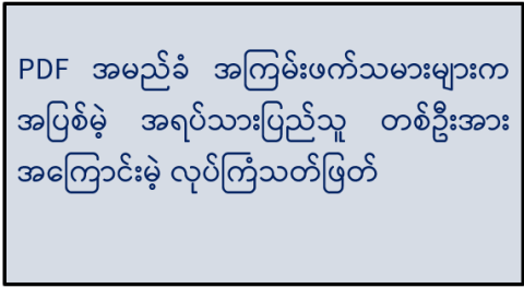 PDF အမည်ခံ အကြမ်းဖက်သမားများက အပြစ်မဲ့ အရပ်သားပြည်သူ တစ်ဦးအား အကြောင်းမဲ့ လုပ်ကြံသတ်ဖြတ်