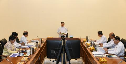 Vice Chairman of State Administration Council Deputy Prime Minister Vice- Senior General Soe Win delivered a speech at the coordination meeting on the scrutiny of the Union budget for the 2025-2026 fiscal year