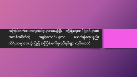 အကြမ်းဖက်သမားလူအုပ်စုများအနေဖြင့် လုံခြုံရေးတပ်ဖွဲ့ဝင်များ၏ အလစ်အငိုက်ကို အခွင့်ကောင်းယူကာ ဖောက်ခွဲရေးပစ္စည်းကိရိယာများ အသုံးပြု၍ အကြမ်းဖက်မှုလုပ်ရပ်များ လုပ်ဆောင်