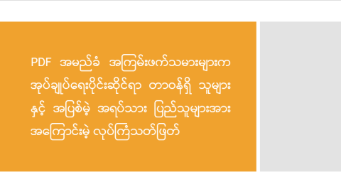 PDF အမည်ခံ အကြမ်းဖက်သမားများက အုပ်ချုပ်ရေးပိုင်းဆိုင်ရာ တာဝန်ရှိသူများနှင့် အပြစ်မဲ့ အရပ်သား ပြည်သူများအား အကြောင်းမဲ့ လုပ်ကြံသတ်ဖြတ်