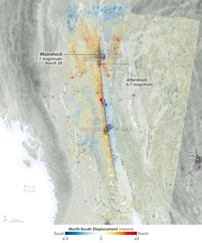 NASA Earth Observatory ၏တရားဝင် Websit မှ "ဂြိုလ်တုဒေတာများ မြန်မာပြည်ရှိ ငလျင်လှုပ်ခတ်မှု" ဟူသည့် ခေါင်းစဉ်ဖြင့် စာတမ်း တစ်စောင် ရေးသားထား