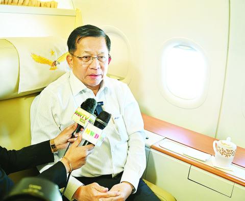 SAC Chairman PM Senior General Min Aung Hlaing gives in-flight interviews on return to Myanmar