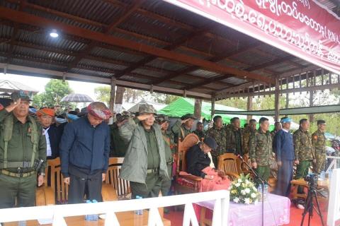 PNO ပြည်သူ့စစ်အဖွဲ့ အဆင့်မြင့်စစ်ရေး အထူးကွန်မန်ဒို သင်တန်း ဆင်းပွဲ PNO ခေါင်းဆောင် ဦးအောင်ခမ်းထီ တက်ရောက် မိန့်ခွန်း ပြောကြား