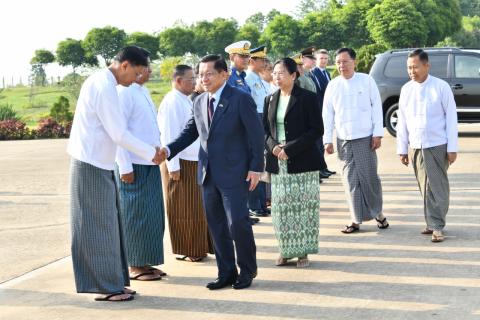 နိုင်ငံတော်စီမံအုပ်ချုပ်ရေးကောင်စီဥက္ကဋ္ဌ နိုင်ငံတော်ဝန်ကြီးချုပ် ဗိုလ်ချုပ်မှူးကြီး မင်းအောင်လှိုင် ဦးဆောင်သည့် မြန်မာအဆင့်မြင့်ကိုယ်စားလှယ်အဖွဲ့ မဟာမျိုးချစ်စစ်ပွဲကြီးအောင်ပွဲ နှစ် (၈ဝ) ပြည့် အထိမ်းအမှတ် စစ်ရေးပြအခမ်းအနားသို့ တက်ရောက်ရန် ရုရှားဖက်ဒရေးရှင်းနိုင်ငံသို့ထွက်ခွာ