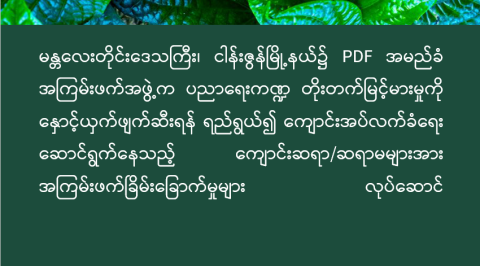 မန္တလေးတိုင်းဒေသကြီး၊ ငါန်းဇွန်မြို့နယ်၌ PDF အမည်ခံ အကြမ်းဖက်အဖွဲ့က ပညာရေးကဏ္ဍ တိုးတက်မြင့်မားမှုကို နှောင့်ယှက်ဖျက်ဆီးရန် ရည်ရွယ်၍ ကျောင်းအပ်လက်ခံရေး ဆောင်ရွက်နေသည့် ကျောင်းဆရာ/ဆရာမများအား အကြမ်းဖက်ခြိမ်းခြောက်မှုများ လုပ်ဆောင်