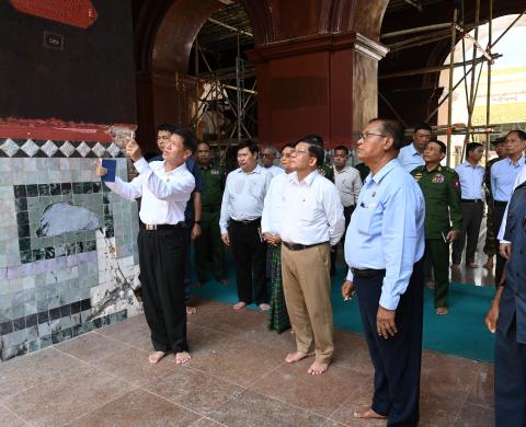 SAC Chairman PM Senior General Min Aung Hlaing inspects rehab operation in Sagaing and Mandalay