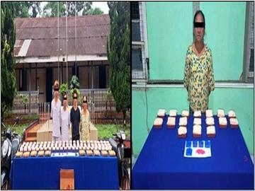 ပြစ်မှုကျူးလွန်သူများအား ဖမ်းဆီးရမိသည့် မူးယစ်ဆေးဝါးများနှင့်အတူ တွေ့ရစဉ်။