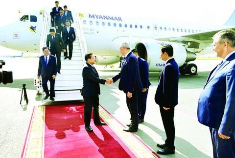 Myanmar delegation led by Senior General Min Aung Hlaing arrives in Russia, heads to Belarus