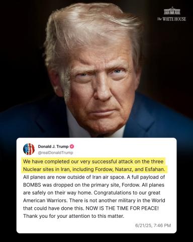 U.S strikes 3 Iranian nuclear facilities, Trump says