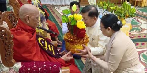 Waso Robe Offering Ceremony: Waso Robes and offertories donated to the Sayadaws