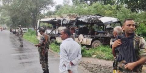 Aftermath of road crash that killed 18 in eastern India