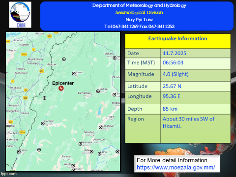 EARTHQUAKE NEWS (Issued at 07:15 hour M.S.T.)